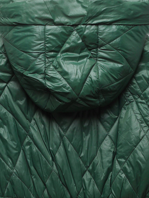 Ciemnozielona damska pikowana kurtka ponczo nietoperz