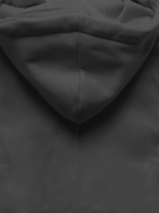 Grafitowa długa bluza z łączonych materiałów na suwak i z dużym kapturem