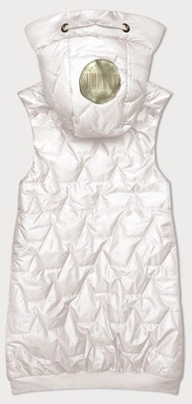 Ecru dwukolorowy czadowy bezrękawnik kamizelka damska z kapturem ściągacz