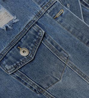 Niebieska jeansowa kurtka przejściowa narzutka sukienka z przetarciami płaszcz na guziki PLUS SIZE