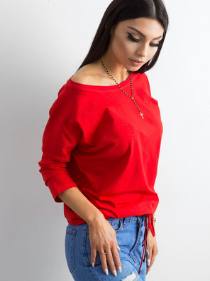 Ciemnozielona gładka i luźna bluzka basic, wiązana na dole