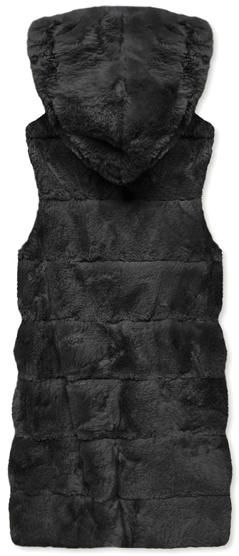 Czarna elegancka futrzana kamizelka damska