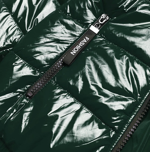 Zielona błyszcząca kurtka ze ściągaczem