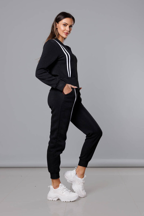 Czarno biały dres komplet z lampasami (KK0052)