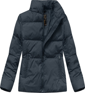 Granatowa zimowa ciepła damska kurtka z kapturem