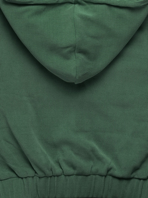 Oliwkowy prążkowany dres komplet z kapturem