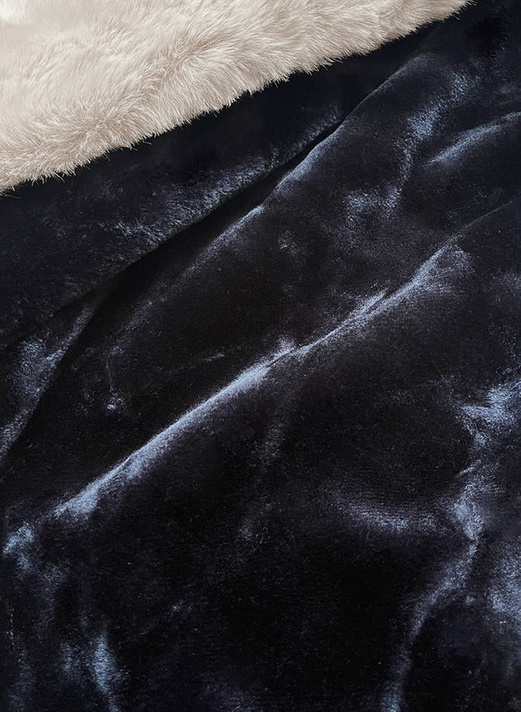 Granatowa zimowa kurtka płaszczyk na misiu