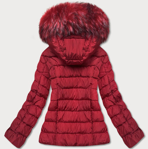 Czerwona zimowa kurtka z futerkiem