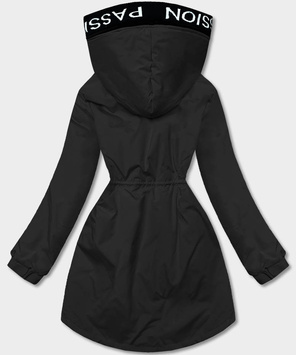 Czarna przejściowa kurtka ze wstawkami i kapturem PASSION
