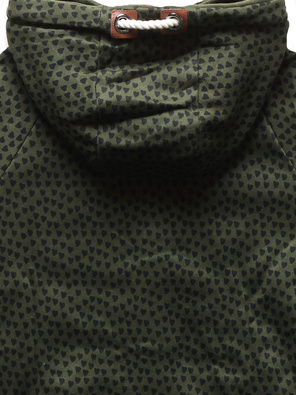 Ciemnozielona zapinana na suwak damska bluza z kapturem w serduszka