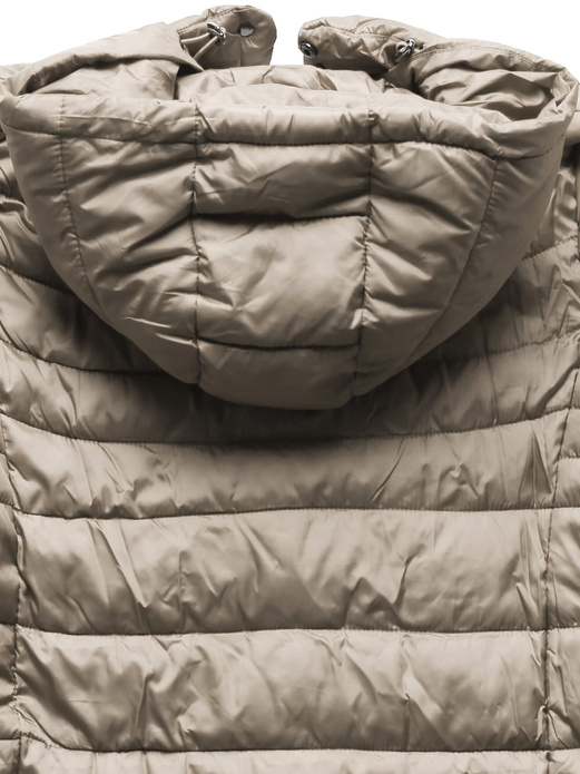 Beżowa damska pikowana przejściowa kurtka dzianinowe ściągacze