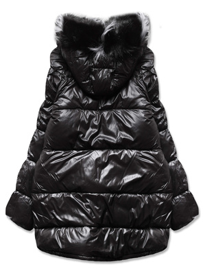 Srebrno czarna dwustronna zimowa czadowa kurtka