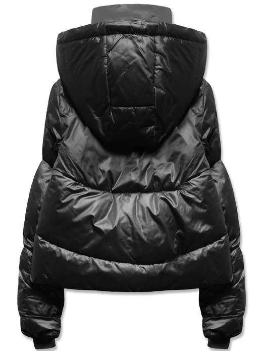 Czarna puchowa kurtka z kapturem