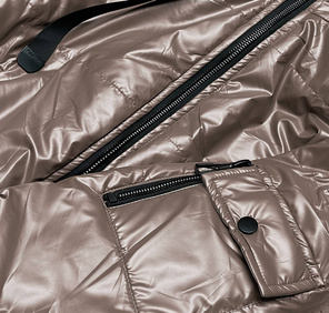 Cappuccino błyszcząca kurtka przejściowa na suwak