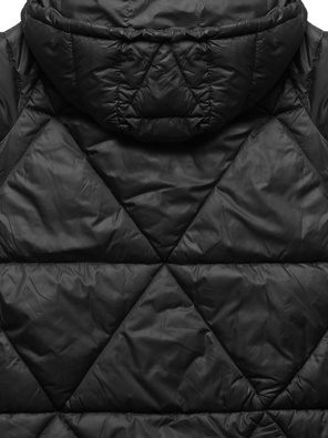 Czarna czaderska pikowana kurtka z kapturem