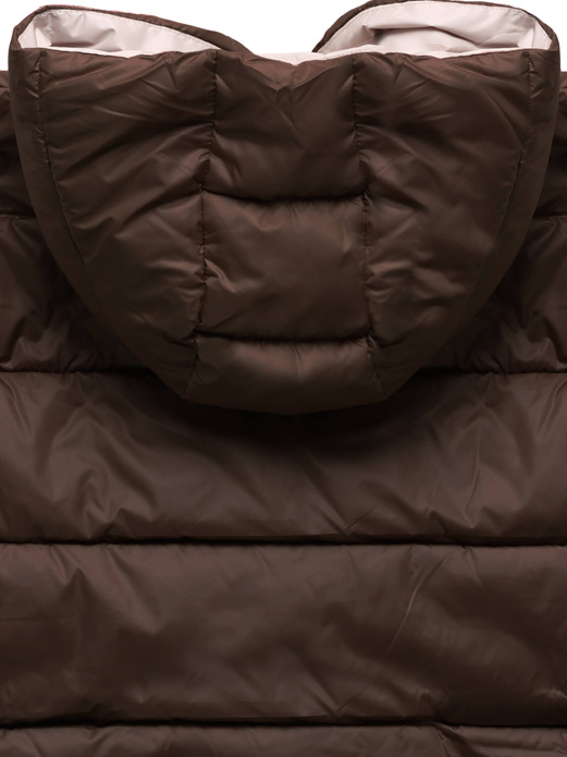 Czekoladowo beżowy dwustronny bezrękawnik kamizelka z paskiem