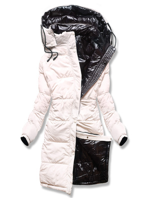 Czarna Ecru dwustronna zimowa kapitalna kurtka damska