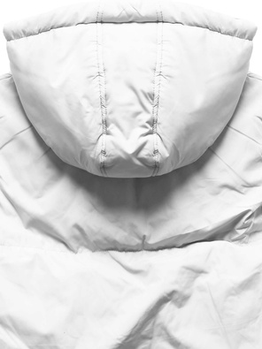 Biały fenomenalny krótki bezrękawnik z kapturem i stójką