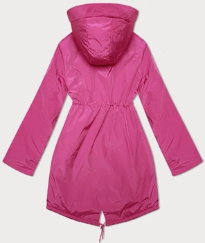 Różowa czaderska przejściowa kurtka parka damska z kapturem