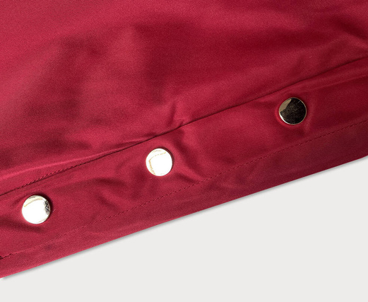 Czerwony zimowy płaszcz parka na futrze