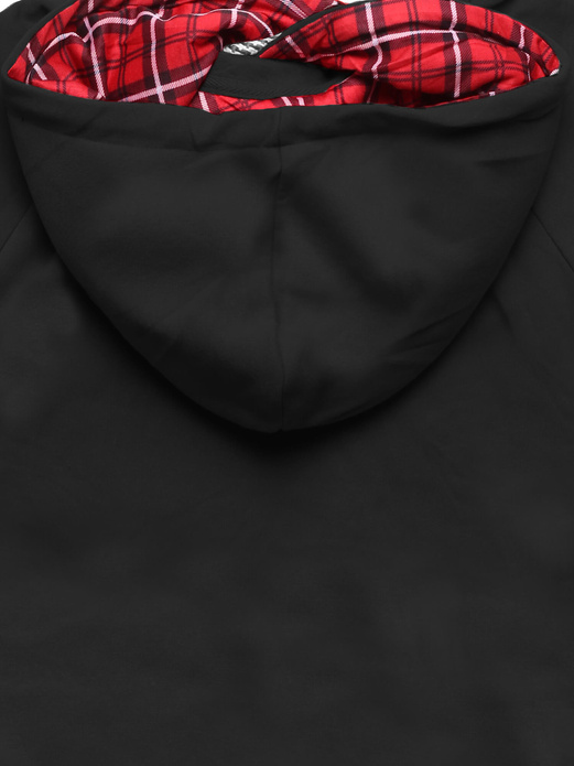 Czarna czaderska damska bluza typu long z kapturem