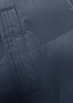 Granatowy puchowy długi bezrękawnik kamizelka z kapturem