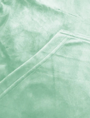 Miętowy welurowy gładki dres damski z kapturem