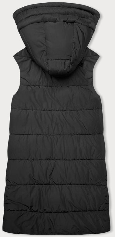 Czarny ecru damski długi pikowany bezrękawnik