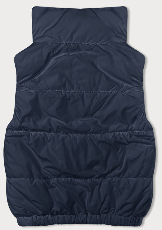 Granatowy bezrękawnik kamizelka ze stójką z zdobną podszewką