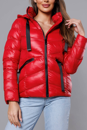 Czerwona lux zimowa pikowana kurtka