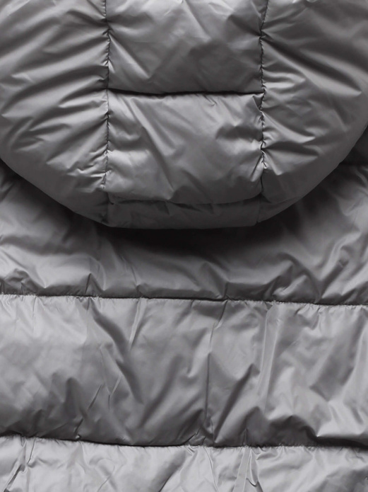 Różowo szara dwustronna zimowa damska kurtka z kapturem