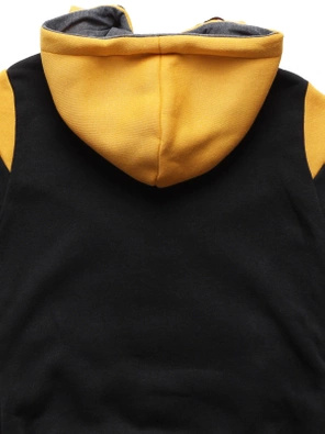 Żółto czarny kolorowy dres damski z kapturem komplet bluza na suwak + spodnie