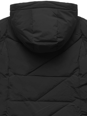 Czarna czaderska ciepła zimowa damska kurtka na futrze z kapturem  