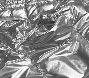 Beżowo szara błyszcząca kurtka płaszczyk z kapturem