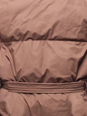 Ciemnobeżowa długa zimowa kurtka płaszczyk z kołnierzem