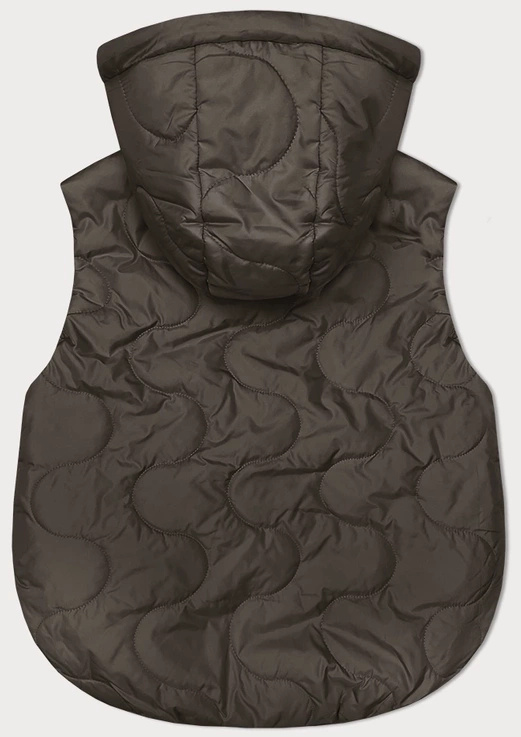 Khaki krótki bezrękawnik kamizelka z kapturem