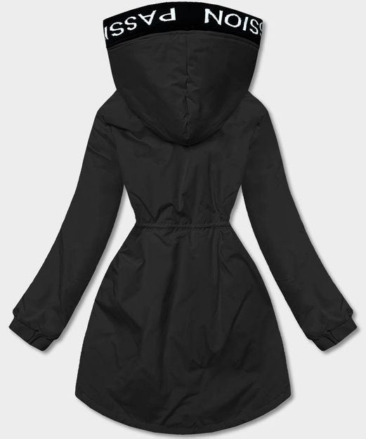 Czarna przejściowa kurtka ze wstawkami i kapturem PASSION