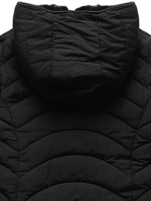 Czarna dwustronna zimowa pikowana kurtka futerko