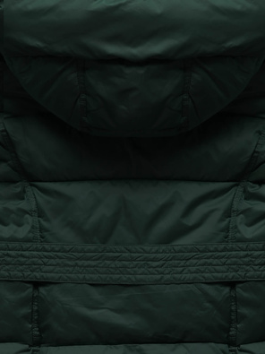 Zielona zimowa damska kurtka pikowana z paskiem 