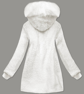 Biała zimowa kurteczka z kapturem baranek