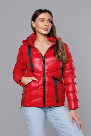 Czerwona lux zimowa pikowana kurtka