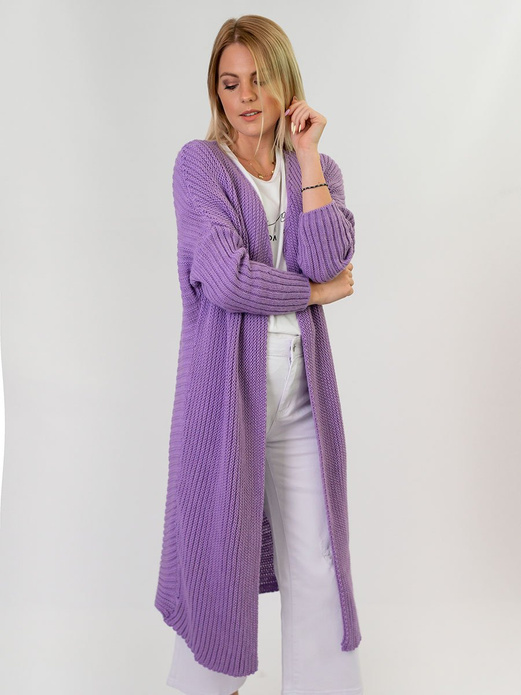 DAMSKI SWETER OVERSIZE KARDIGAN LILAC (614ART)