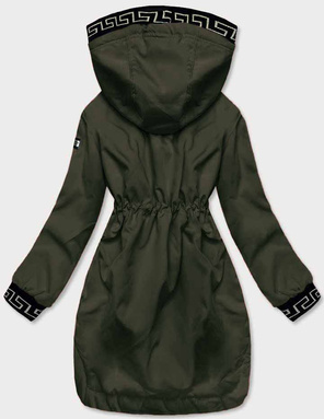 Army kurtka płaszcz  parka z ozdobnymi lampasami we wzory z kapturem