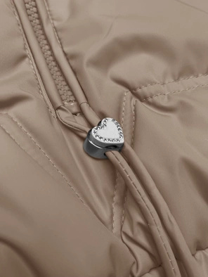 Beżowa kapitalna przejściowa bomberka kurtka damska z kapturem