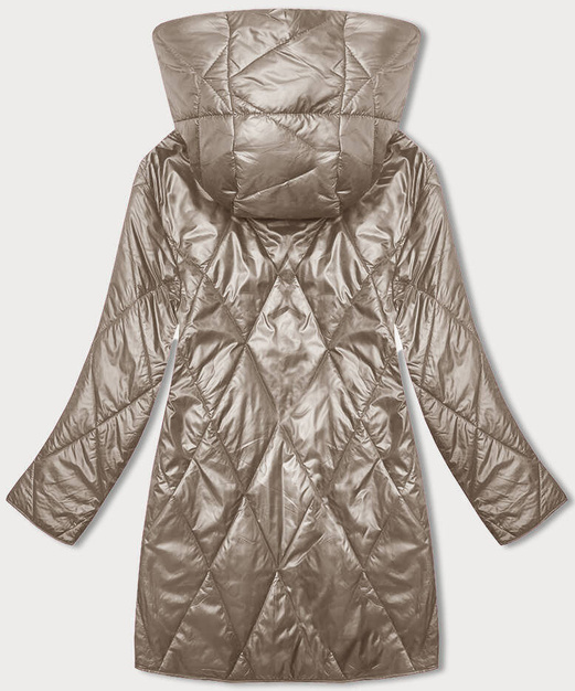 Bordowa przejściowa pikowana w karo kurtka damska z motywem kwiatowym plus size