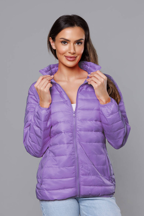 Lila urocza kurtka pikowana ze stójką