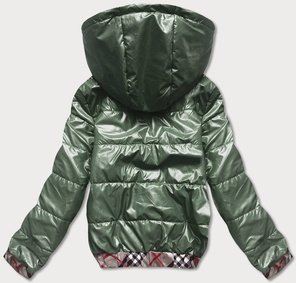 Zielona kurtka zapinana na suwak wykończenie modna kratka