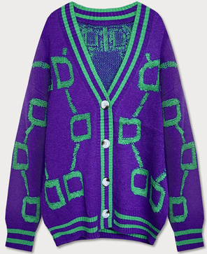 LUŻNY KARDIGAN NA GUZIKI FIOLETOWY (1074)