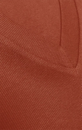 Pomarańczowa, klasyczna wyszczuplająca, prążkowana sukienka, basic elegance z rękawem 3/4