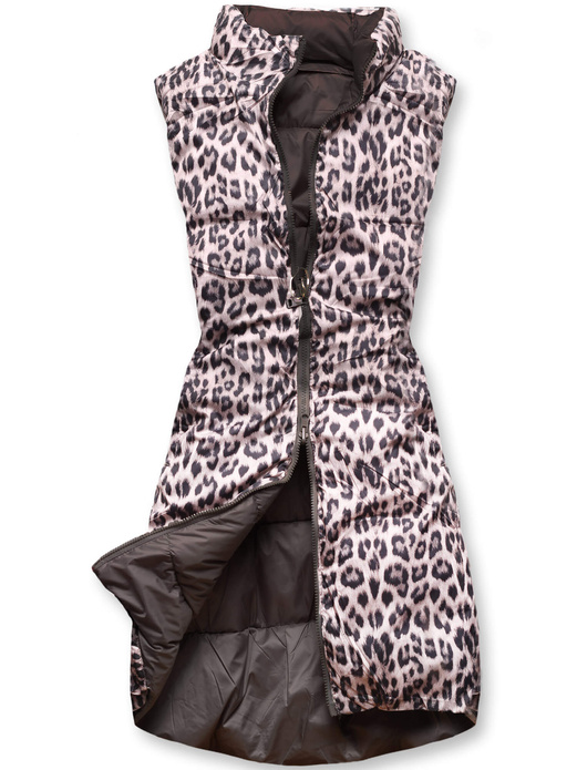 Czekoladowy dwustronny damski bezrękawnik kamizelka paneterka